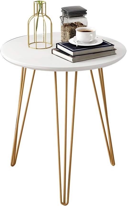 Round Coffee Table Living Room, Home Office, Nightstands, Bedroom with Metal Legs - Image 4