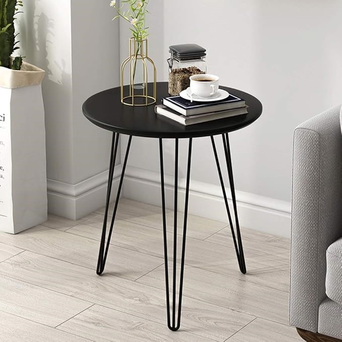 Round Coffee Table Living Room, Home Office, Nightstands, Bedroom with Metal Legs - Image 2