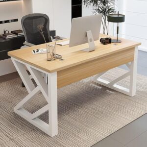 CraftThink Computer Desk with Toboggan Base & Cable Management – Home Office Work Table