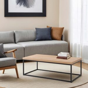 Natural Oak Wood & Metal Coffee Table