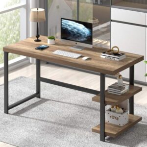 Modern Computer Desk with Storage Shelves