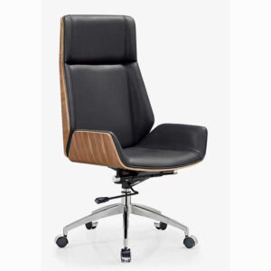 SWIVEL BLACK EXECUTIVE WALNUT WOOD OFFICE CHAIR