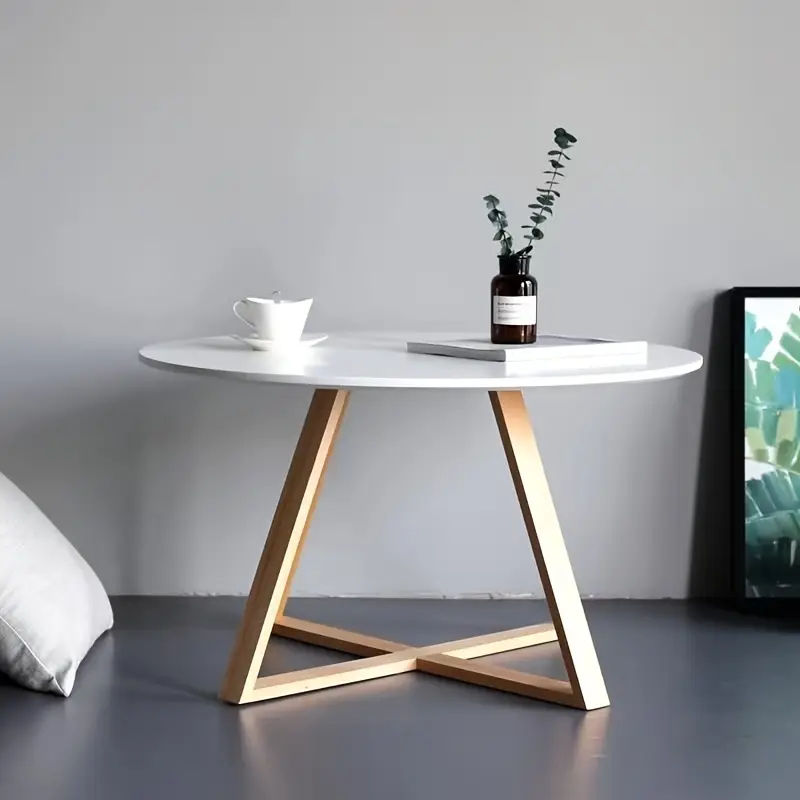 Round Black & White Tables with Wooden Legs (6-Month Warranty) - Image 8