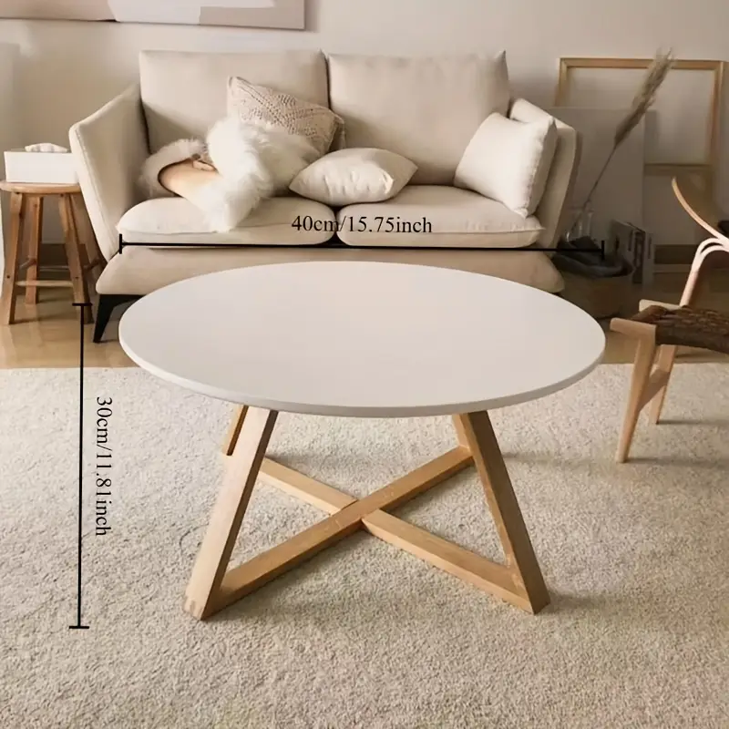 Round Black & White Tables with Wooden Legs (6-Month Warranty) - Image 5