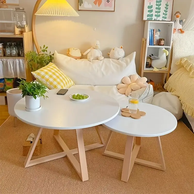 Round Black & White Tables with Wooden Legs (6-Month Warranty) - Image 3