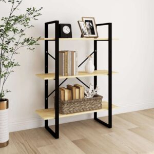 Modern Industrial Wooden Bookshelf with Metal Frame