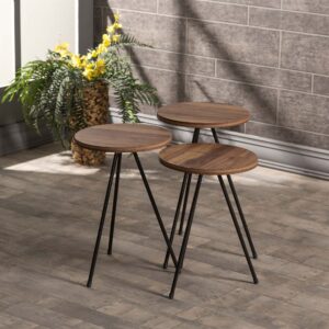 Set of 3 | Wooden Top with Metal Legs