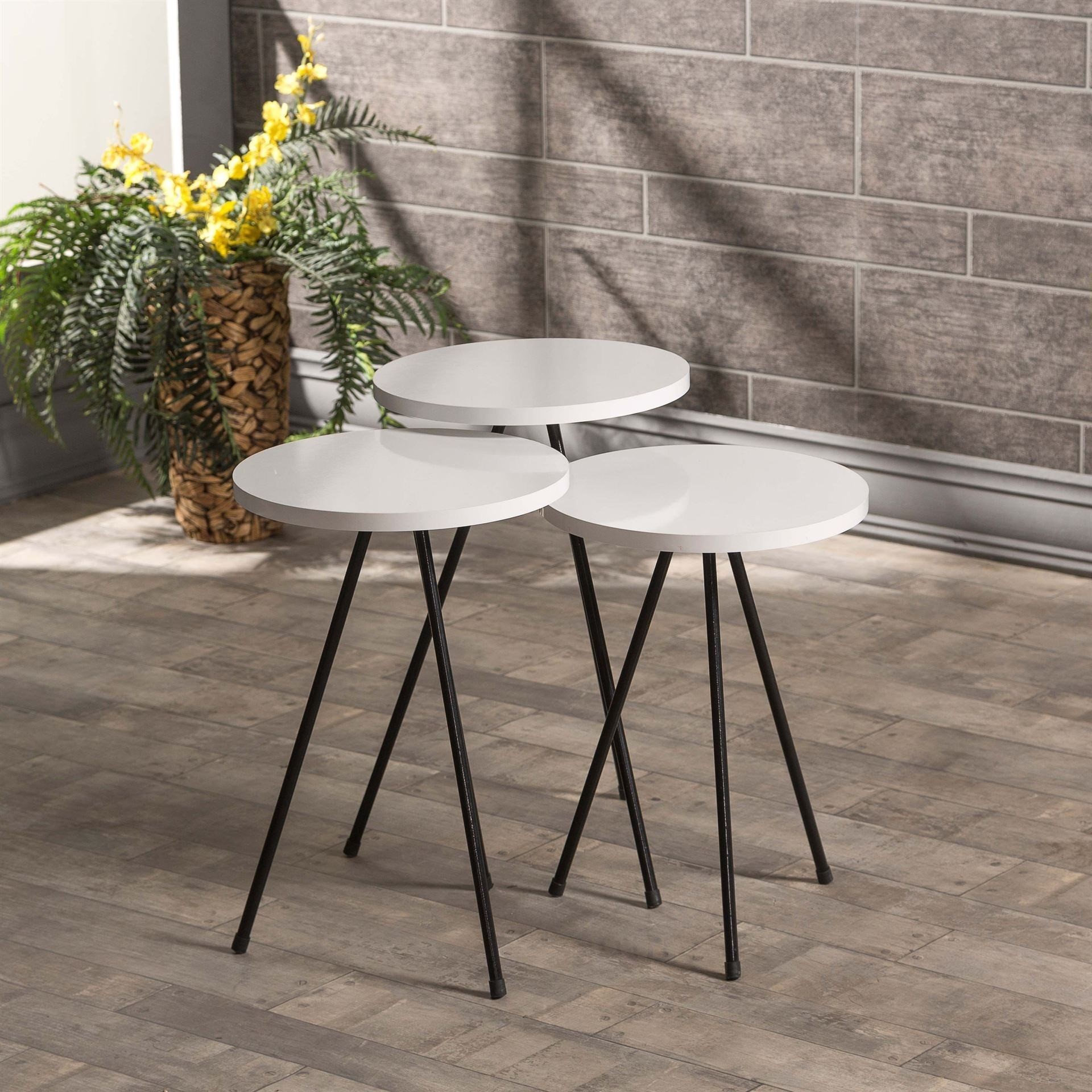 Set of 3 | Wooden Top with Metal Legs - Image 2