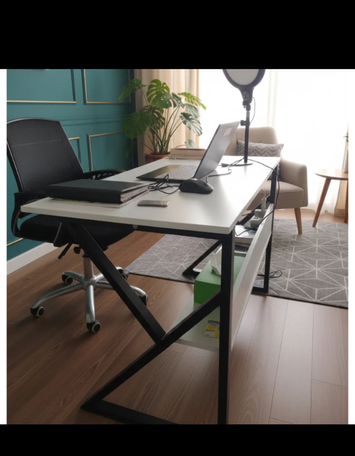 Modern K-Shaped Computer Office Study Desk - Image 17