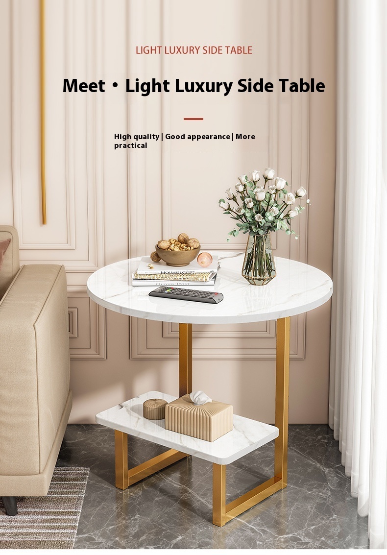 Coffee Table Modern Minimalist Creative Small Table Double-layer - Image 5