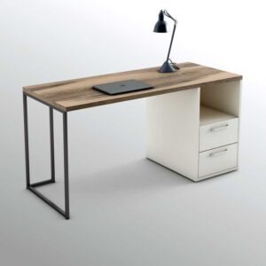 Modern Executive Office Desk with 2 Drawer Storage Cabinet | Wooden Computer Desk for Home Office, Study & Workspace