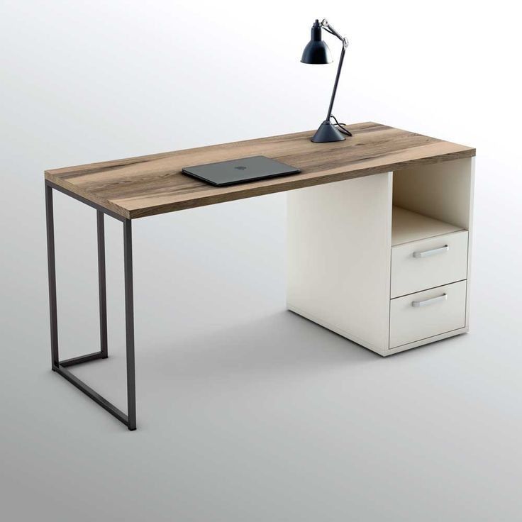 Modern Executive Office Desk with 2 Drawer Storage Cabinet | Wooden Computer Desk for Home Office, Study & Workspace