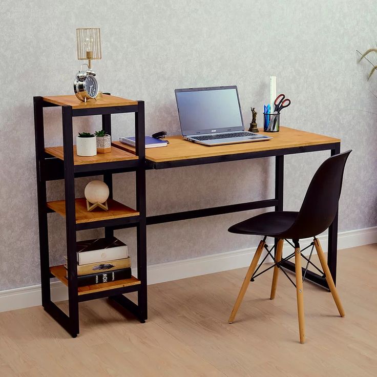 Modern Computer Desk with Storage Shelves | Space Saving Study & Office Table