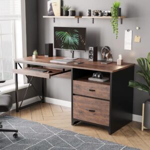 Modern Computer Office Study Desk with 2 Drawers & Keyboard Tray